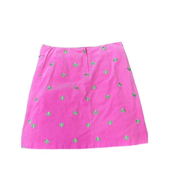 Vintage Lilly Pulitzer Pink Bee Embroidered A-Line Skirt Size 12 - Picture 3 of 5